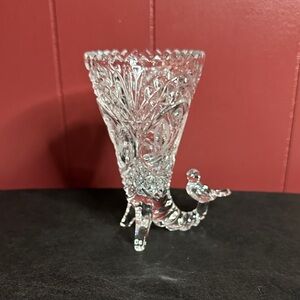 Vintage Hofbauer "Byrdes" collection lead crystal cornucopia vase.